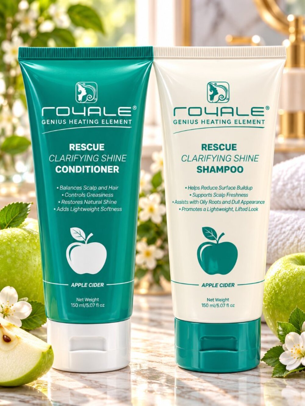 Royale Rescue Clarifying Shampoo & Conditioner Set Green Apple New Retail $150